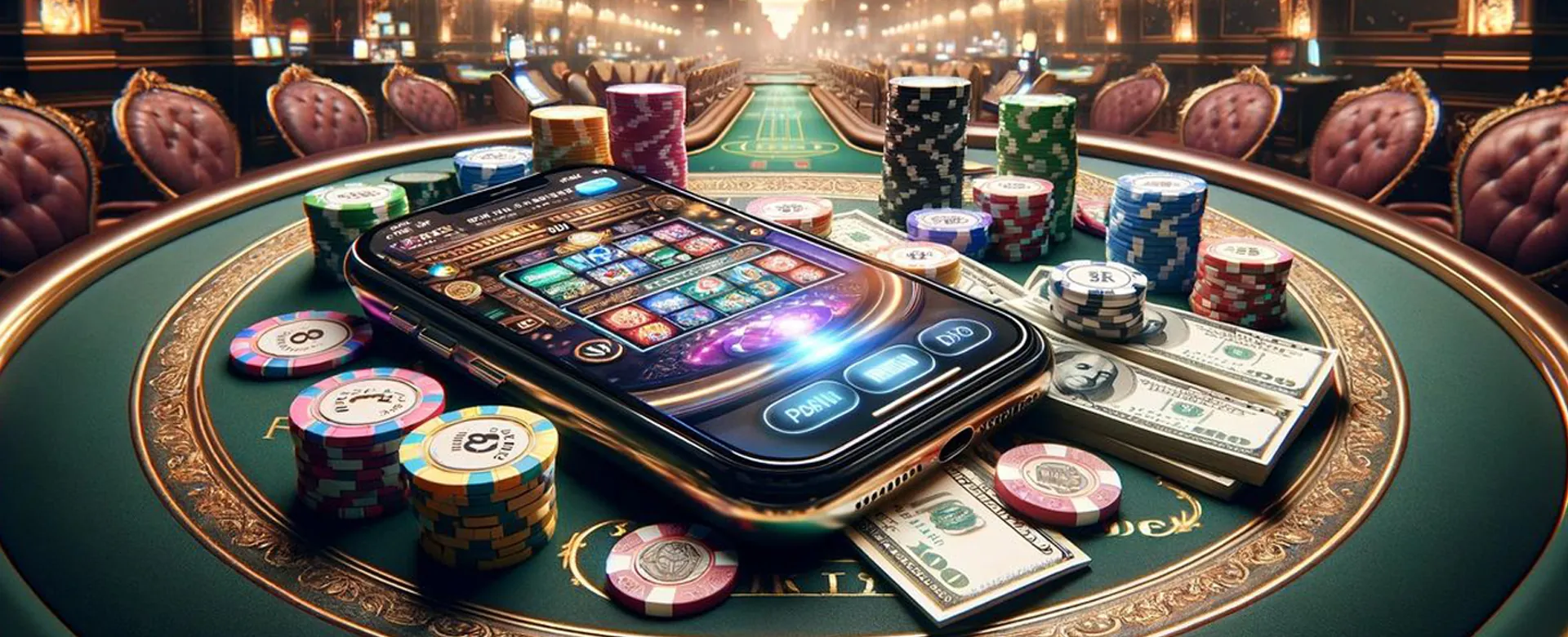 Luxurious PHTALA casino setting with glowing bonus symbols